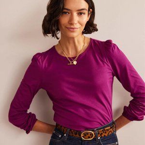 NWOT Boden Supersoft Long Sleeve Top - Damson Berry, size 8